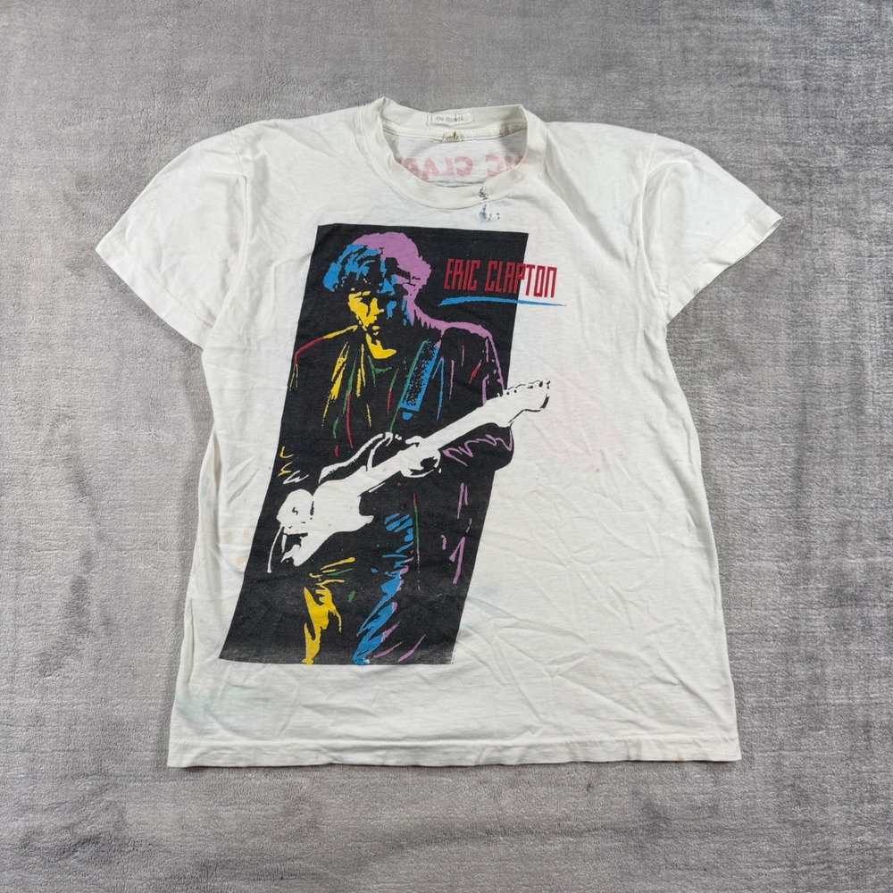 Eric Clapton Shirt Mens Large White Vintage 1990 Band Thin Concert Distressed